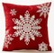 Set of 4 Throw Pillow Cover Christmas Beige Shadow Let It Snow Snowflakes Red Cotton Linen Throw Pillow Case Cushion Cover for Sofa Bed Couch Home Decor Square 18 X 18 Inches(Blood Red)